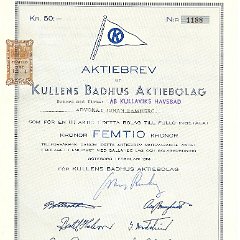 Kullens Badhus Aktiebolag: Aktiebrev från 1954