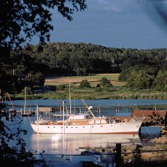 Madame X 3 tillhörde Franklin Eck, hon hade ingen skorsten Var hon är nu är obekant - alla tips mottages taxamt av Franklin Eck Sr. Bilden är tagen sommaren 1989. Här ommålad i vitt. Foto: Ingemar Nordlund.